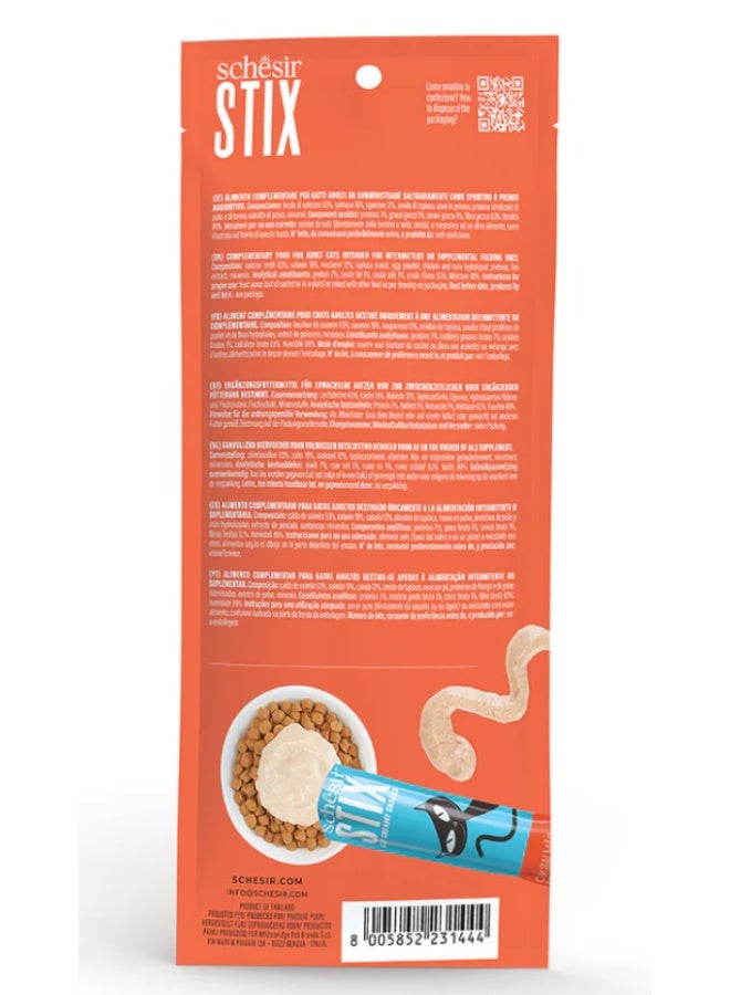 Schesir Stix Cat Creamy Snacks – Salmon – Grain-Free Lickable Treats for Adult Cats – 90 g (6 x 15 g Sticks) - Image 4